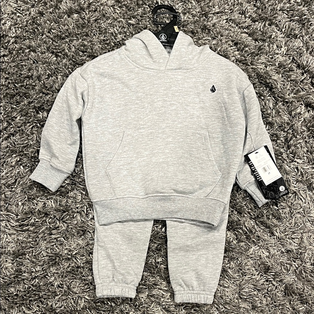 Volcom - Boys 2T Light Gray Hoodie and Joggers Set